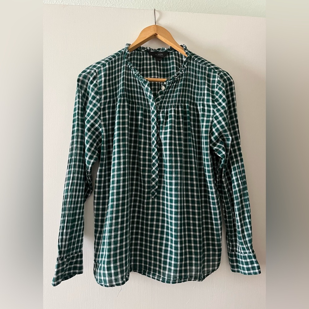 J.Crew plaid blouse.